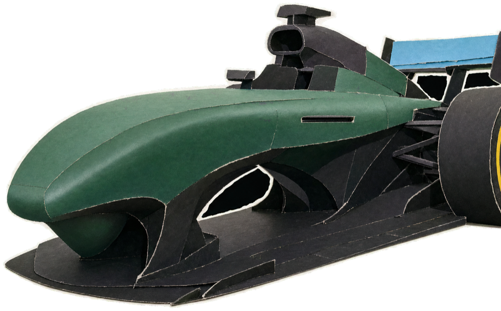 The AMR26's tube-like, fully undercut sidepods and pelican nose — Newey's most extreme packaging on the 2026 grid.