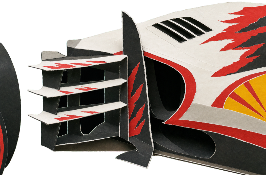 The VF-26's signature 2026 addition: a three-bar segmented lateral fence and vertical flow diverter ahead of the Ferrari-cooled sidepod inlet.