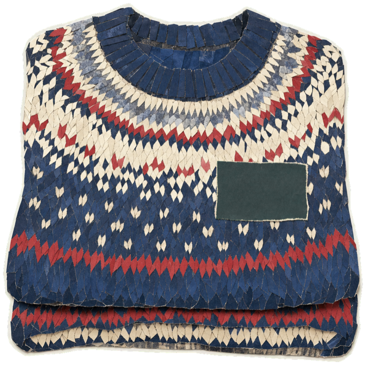 a folded woollen knit sweater stamped with the green United Colors of Benetton rectangular logo in white lettering