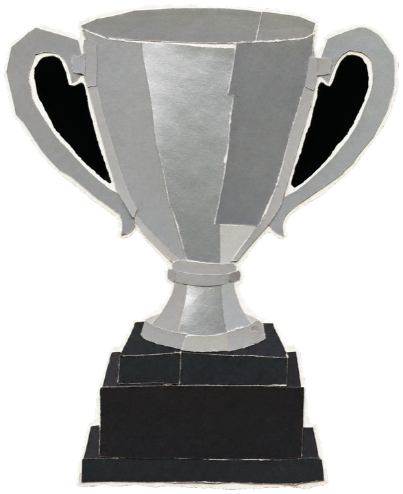 a single silver two-handled GP2 Series winner's trophy cup on a dark plinth, isolated
