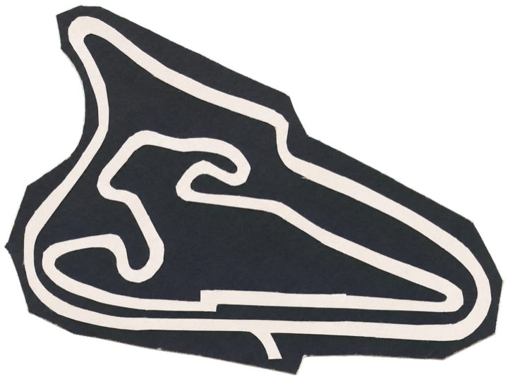 Silverstone circuit map outline, British Grand Prix track layout drawn in white on a dark ground