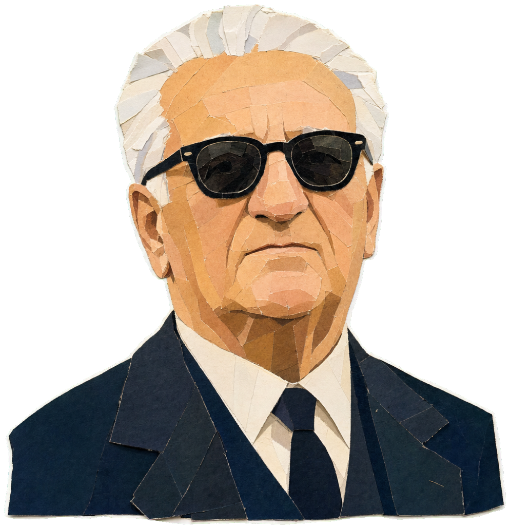 Enzo Anselmo Giuseppe Maria Ferrari — paper-collage portrait