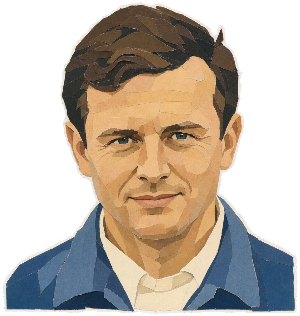 Bruce Leslie McLaren — paper-collage portrait