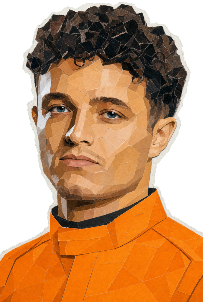 Lando Norris — paper-collage portrait