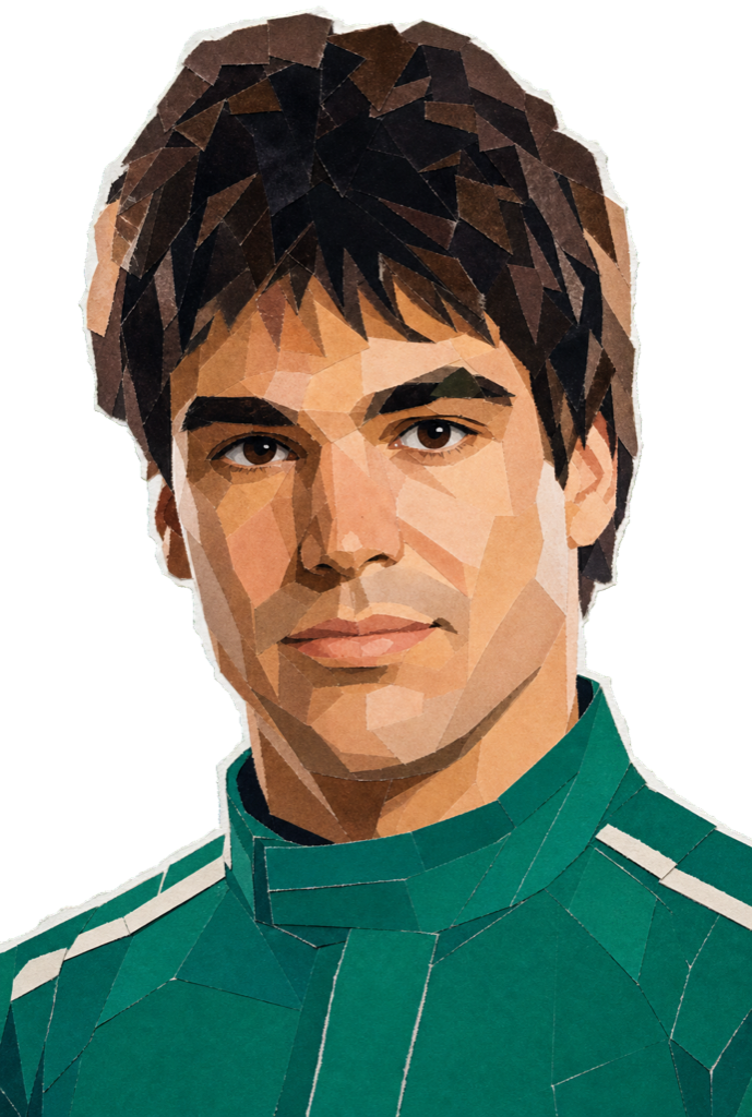 Lance Stroll (born Lance Strulovitch) — paper-collage portrait