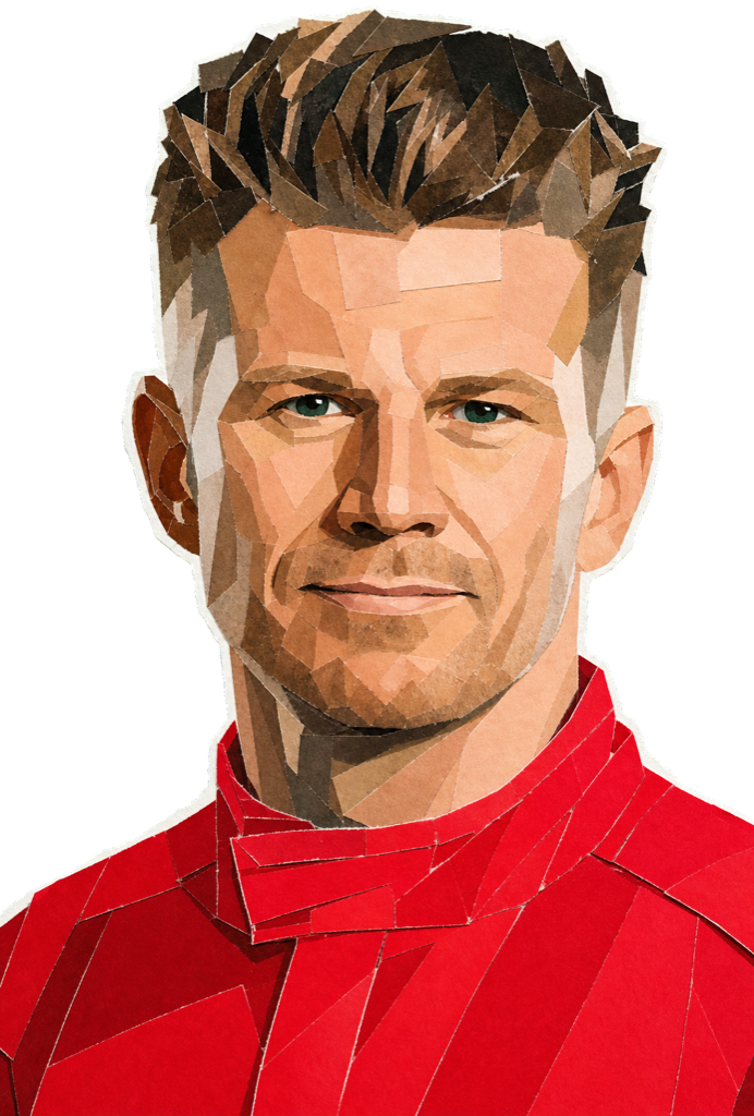 Nicolas Hülkenberg — paper-collage portrait