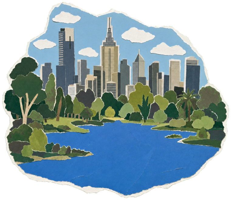 Albert Park lake and city skyline