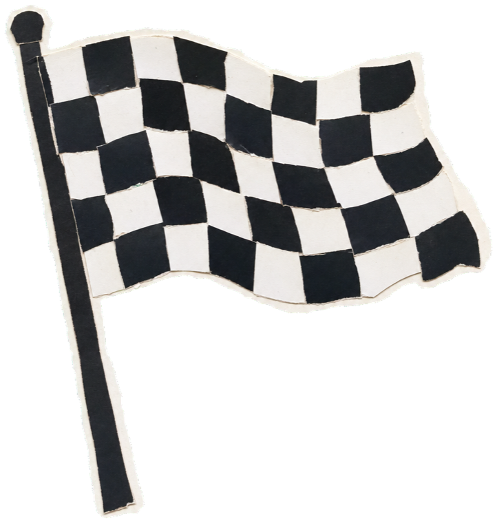 Checkered flag waving over the start-finish straight